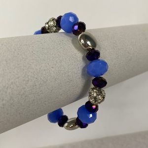 Faceted crystal periwinkle purple blue silver bracelet